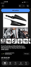 Front Fork Mount Wind Deflectors Windshield For Harley Electra Glide
1995-2023