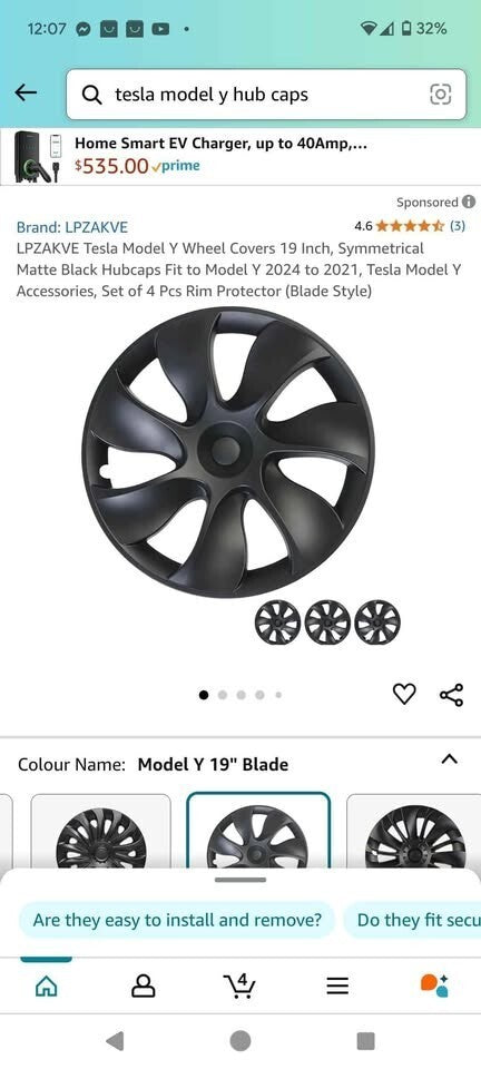 Tesla Model Y Hub Caps 19 Inch Wheel Covers Durable Replacement Set Black