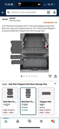 17-25 Honda Ridgeline Cargo Mat Bed Liner Cargo Liner