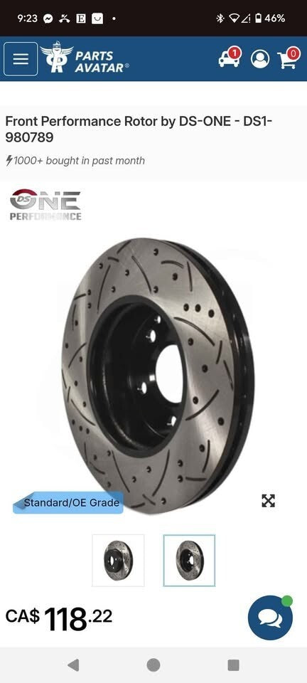 DS ONE Performance Brake Rotors Set Mercedes C250 C300 C350 PN 980789