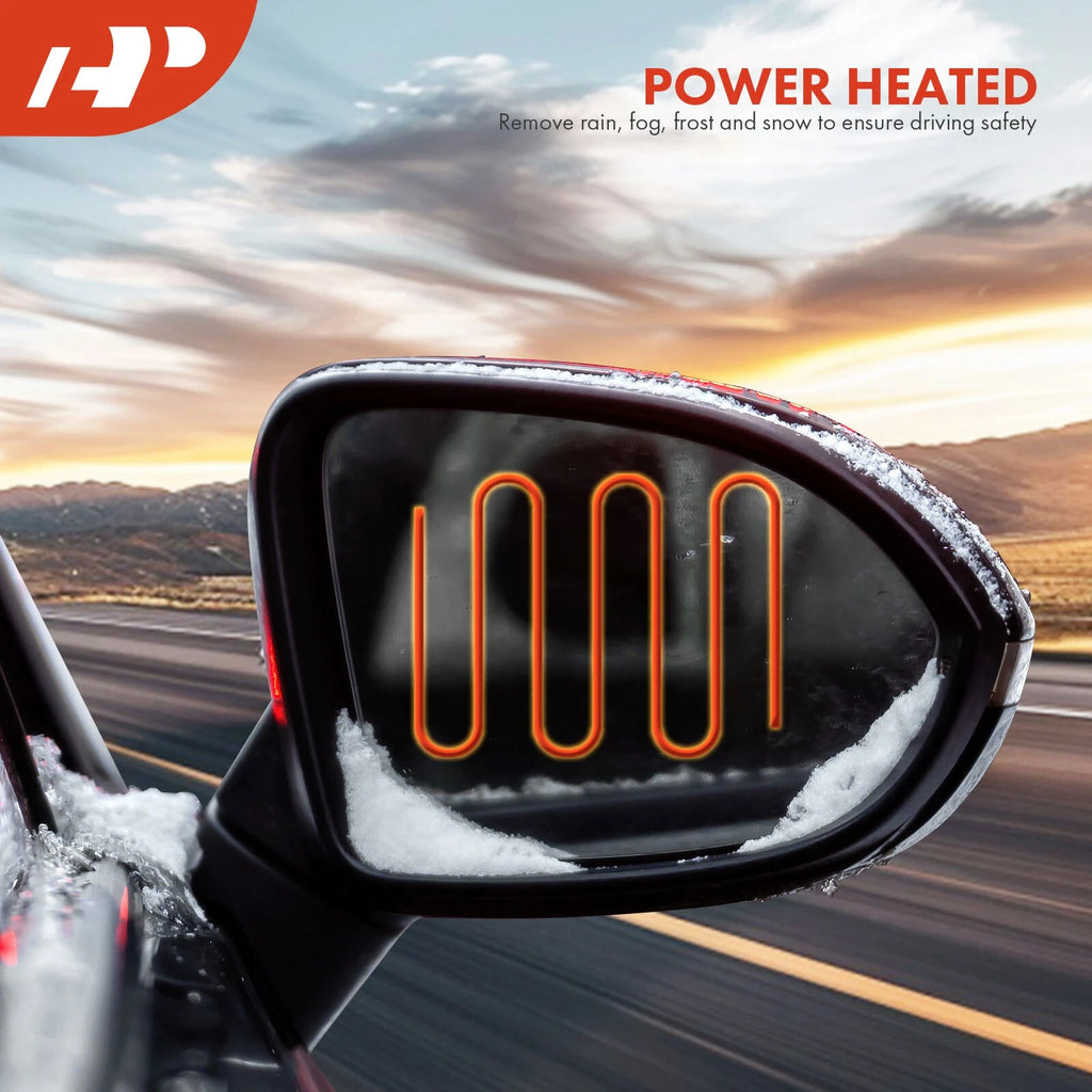 Right Passenger Side Mirror Powered with Heated Textured Black A-Premium