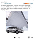 VION Tesla Model Y Roof Sunshade (2026-2025 New Model Y, Juniper) - Full Blackout (No Light Transmis