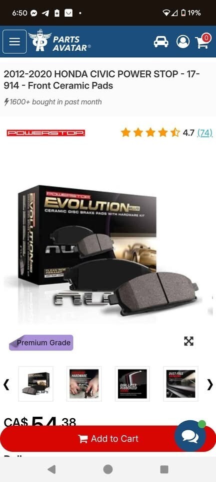 PowerStop Front Brake Pads Fits Honda 2012 2020 High Performance Replacement