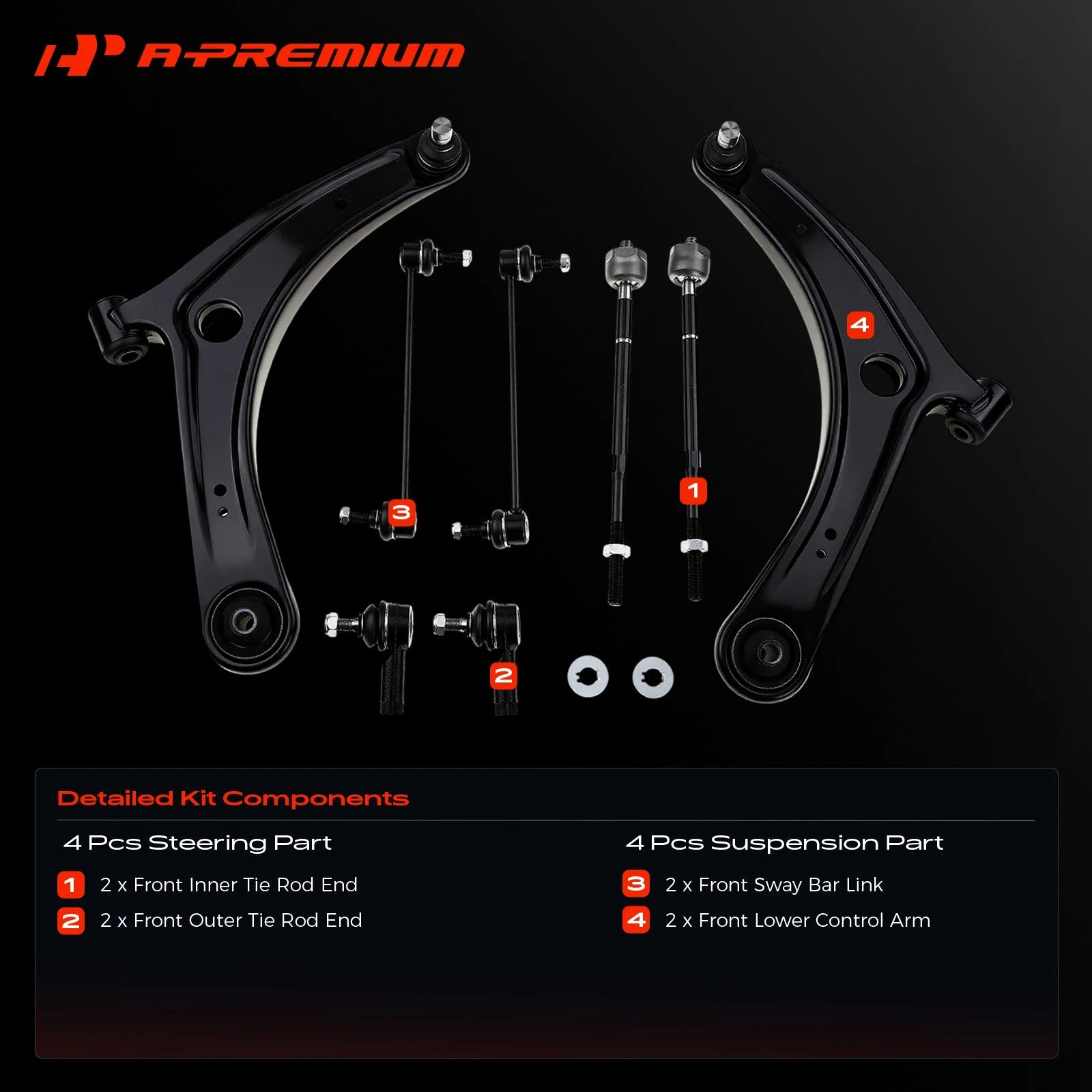 A-Premium Front Suspension Kit for Mitsubishi Lancer Outlander 8-Piece Set