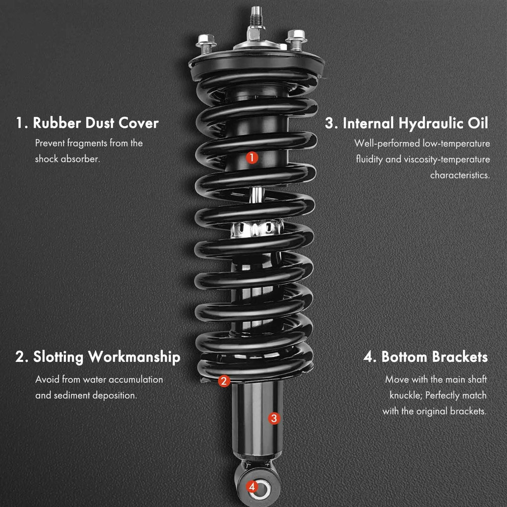 2-Pc Complete Strut + Coil Spring Rear Driver & Passenger A-Premium