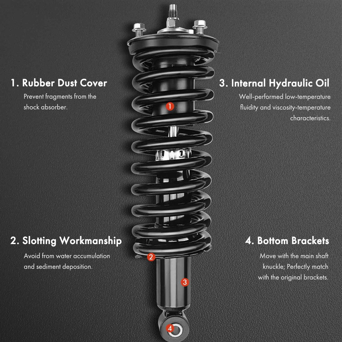 2-Pc Complete Strut + Coil Spring Rear Driver & Passenger A-Premium