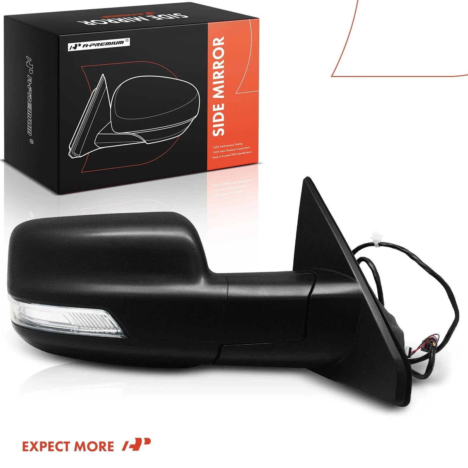 Right Passenger Side Mirror Powered with Heated Textured Black A-Premium