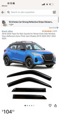 2018-2024 Tape-On Rain Guards for Nissan Kicks Side Window
Visor Deflectors Extra Thick Vent Shades