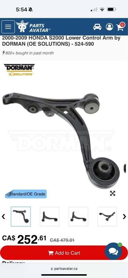 2000-2009 HONDA S2000 Lower Control Arm by
DORMAN (OE SOLUTIONS) - 524-590