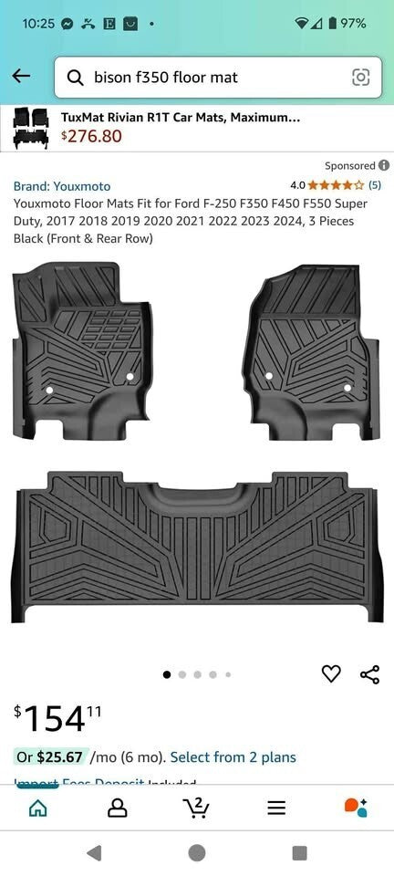 Floor Mats Fit Ford F250 F350 F450 F550 Super Duty 2017 2024 All Weather