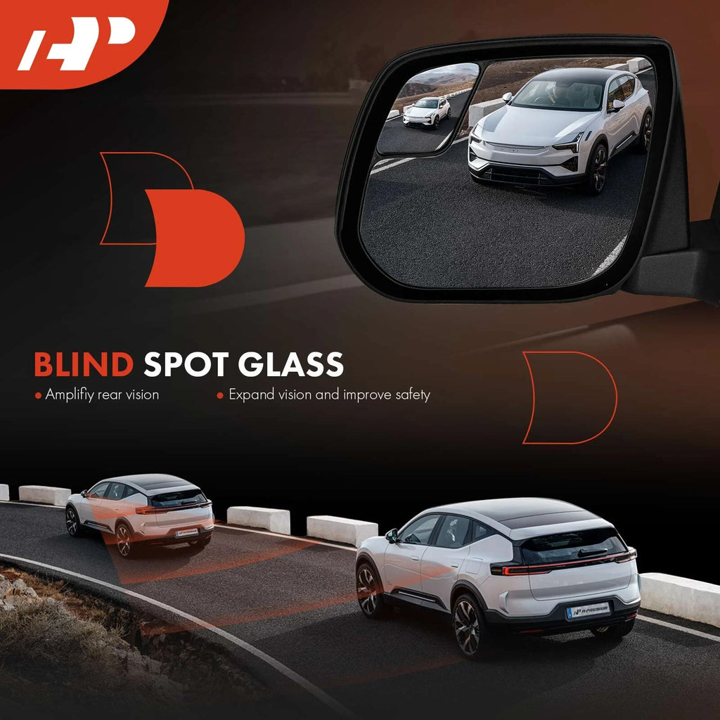 Right Passenger Side Mirror Powered with Heated Textured Black A-Premium