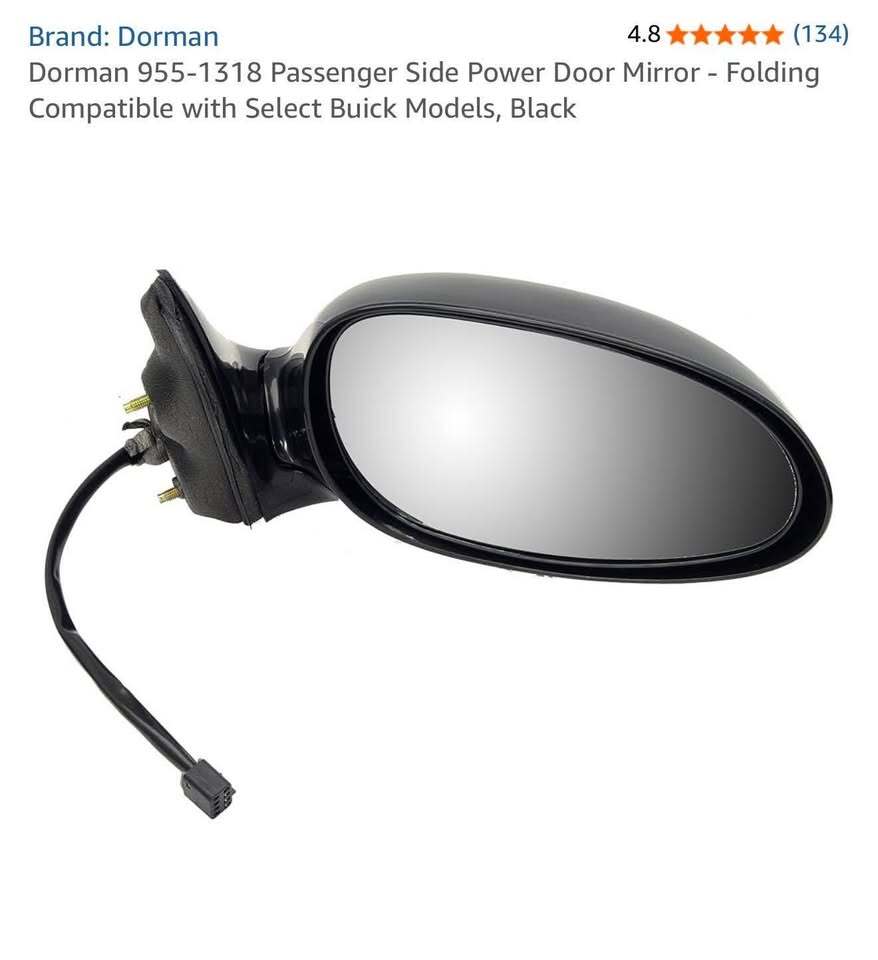 Dorman 955-1318 Passenger Side Power Door Mirror - Folding
Compatible with Select Buick Models, Blac