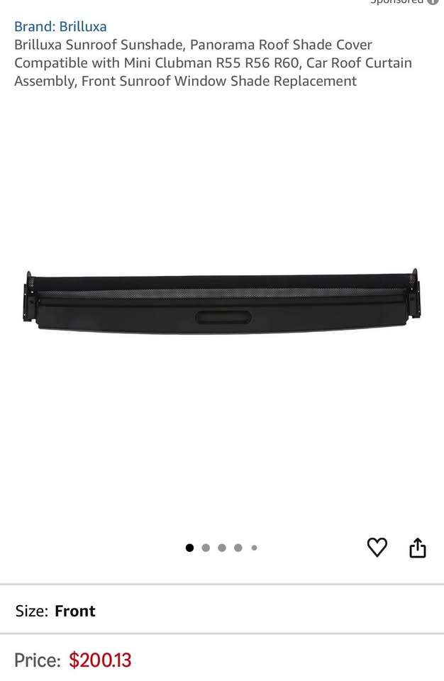 Mini Cooper sunroof shade