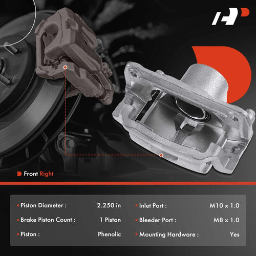 1-PC Brake Caliper Front Right Passenger Side 1-Piston A-Premium APBC0318