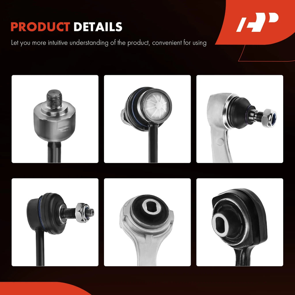 A Set of 10 Control Arm Sway Bar Link and Tie Rod End Kit Front Side A-Premium