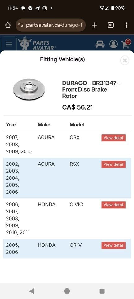 Front Brake Rotors Fits Honda Civic CRV Acura CSX RSX Durable Replacement Pair