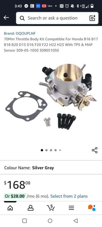 70Mm Throttle Body Kit Compatible For Honda B16 B17B18 B20 D15 D16 F20 F22 H22