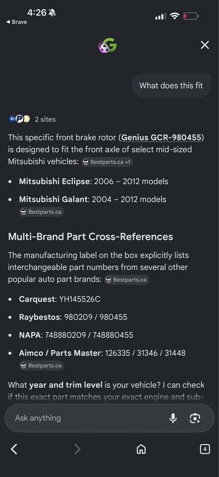 This specific front brake rotor•Mitsubishi Eclipse: 2006-2012 Galant: 2004-2012