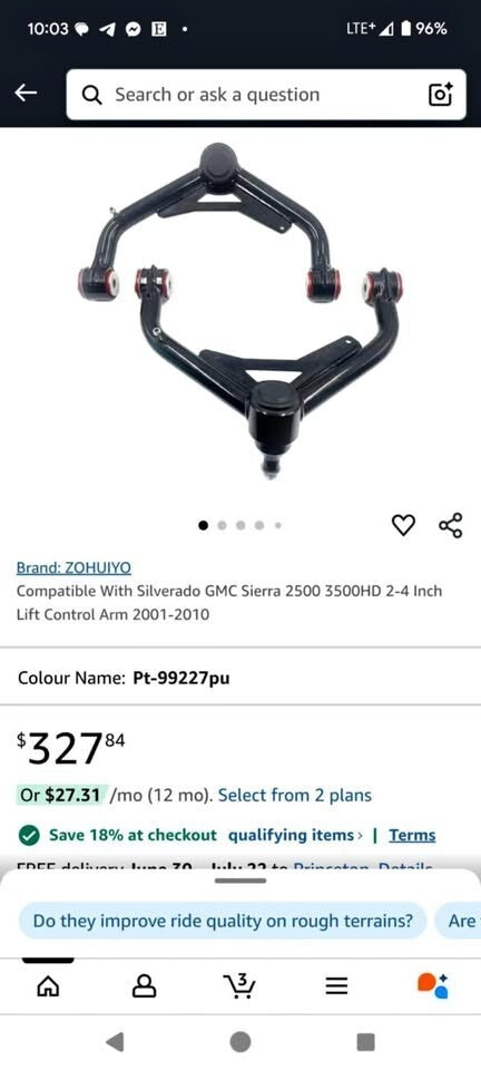 Compatible With Silverado GMC Sierra 2500 3500HD 2-4 Inch Lift Control Arm