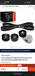 4 Pcs Serpentine Belt Drive Component Kit for Ford Mustang 2000-2002 V8 4.6L