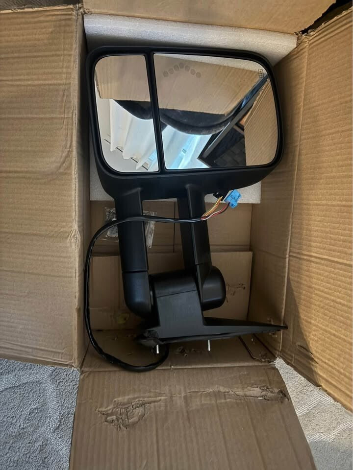 (Drivers side) Towing Mirror Power Black Textured Heated Manual Folding for 2007