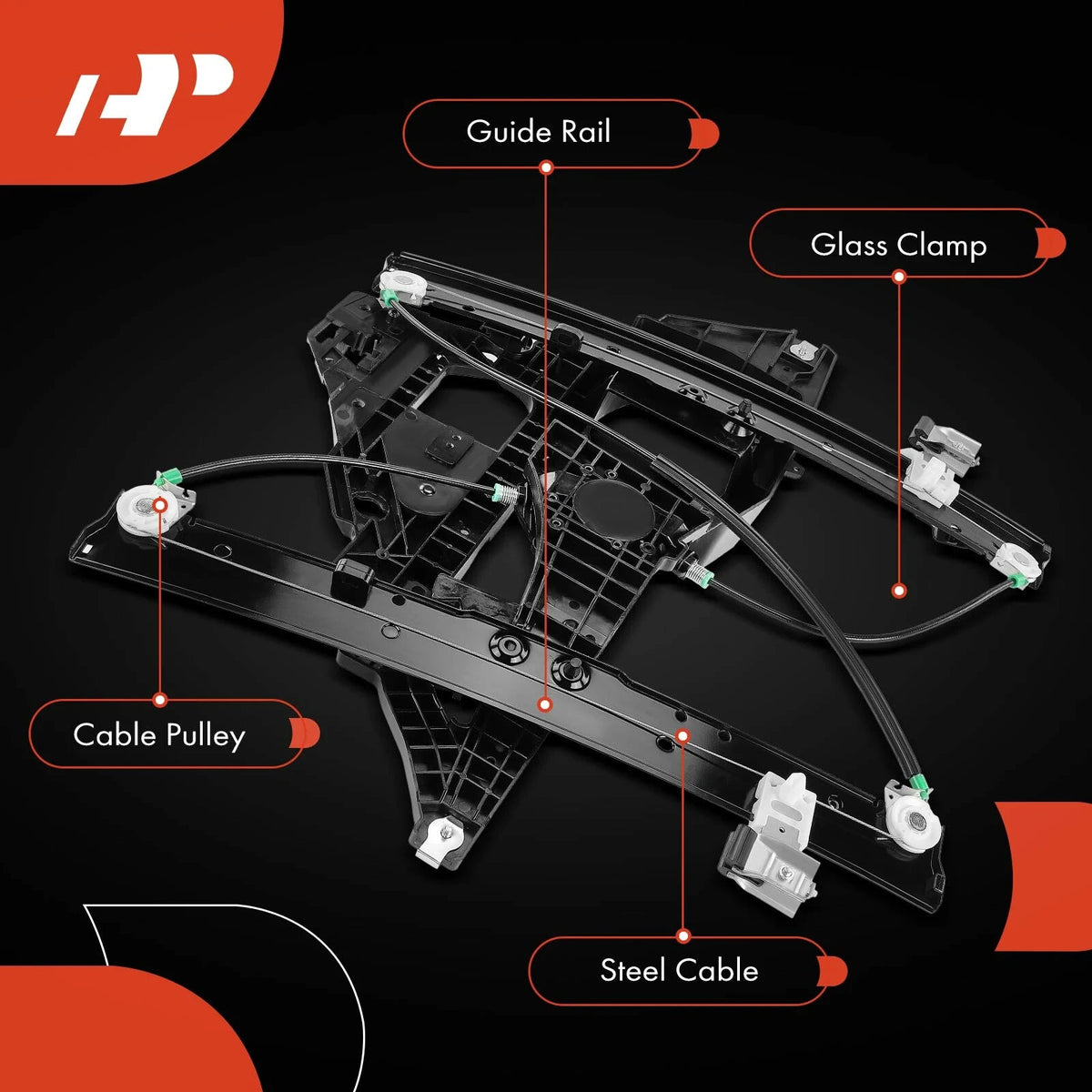 Front Passenger Power Window Regulator without Motor for Ford Expedition Lincoln