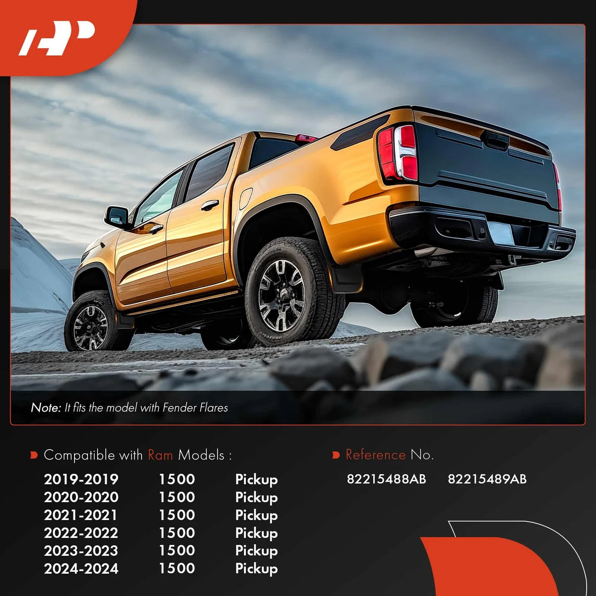 4 Pcs Splash Guards Mud Flaps with Fender Flares for Ram 1500 2019-2024 Pickup