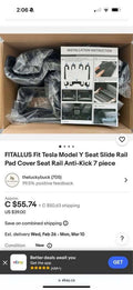 FITALLUS Fit Tesla Model Y Seat Slide Rail Pad Cover Seat Rail Anti-Kick 7 piece