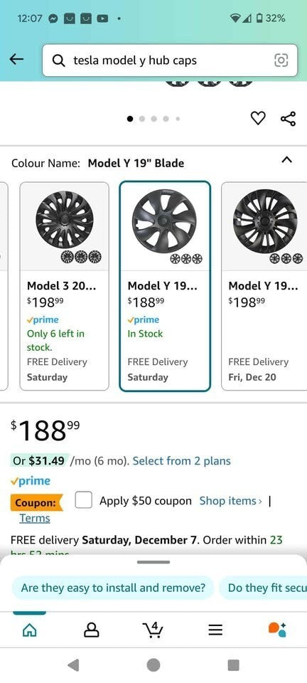 Tesla Model Y Hub Caps 19 Inch Wheel Covers Durable Replacement Set Black
