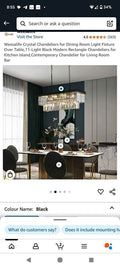 Rectangular Crystal Chandelier 11 Light Modern Ceiling Pendant Dining Room Lamp