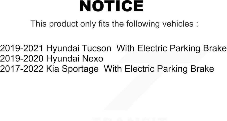 Rear rotors and pads for 2019-2021 Hyundai Tucson With Electric Parking Brake
2019-2020 Hyundai Nexo
