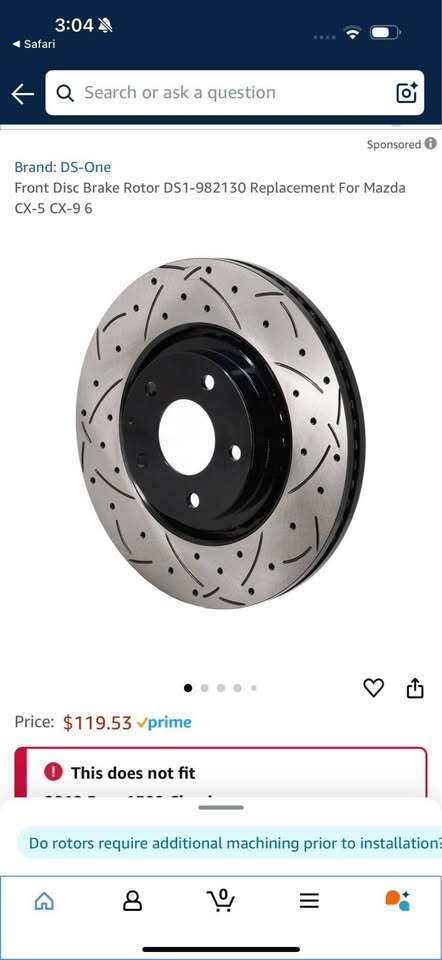 brake rotor front set for Mazda