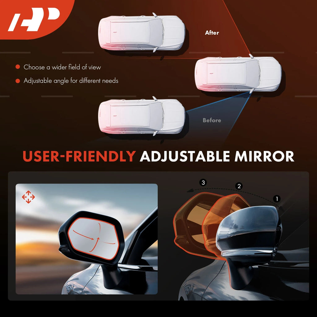 Right Passenger Side Mirror Powered with Heated Textured Black A-Premium