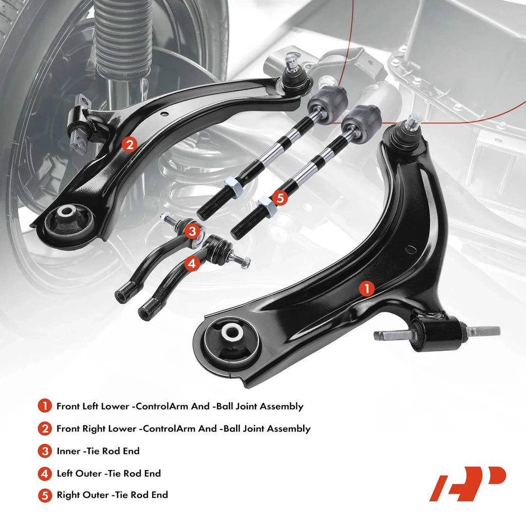 A Set of 6 Control Arm and Tie Rod End Kit Front Side A-Premium APCA3896