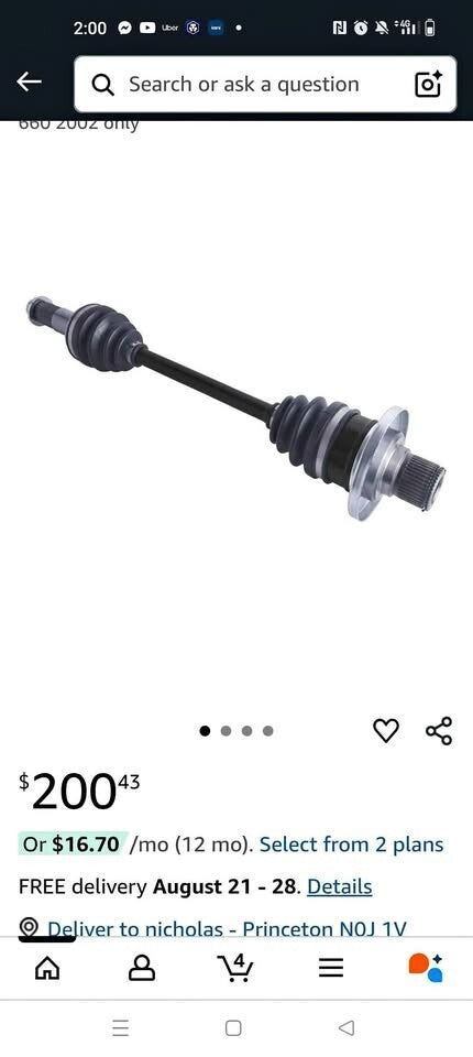 Yamaha Grizzly 660 Rear Left CV Axle 2002 Heavy Duty ATV Drive Shaft Replacement