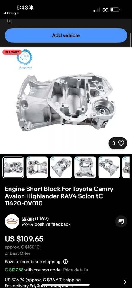 Engine Short Block For Toyota Camry Avalon Highlander RAV4 Scion oil pan
