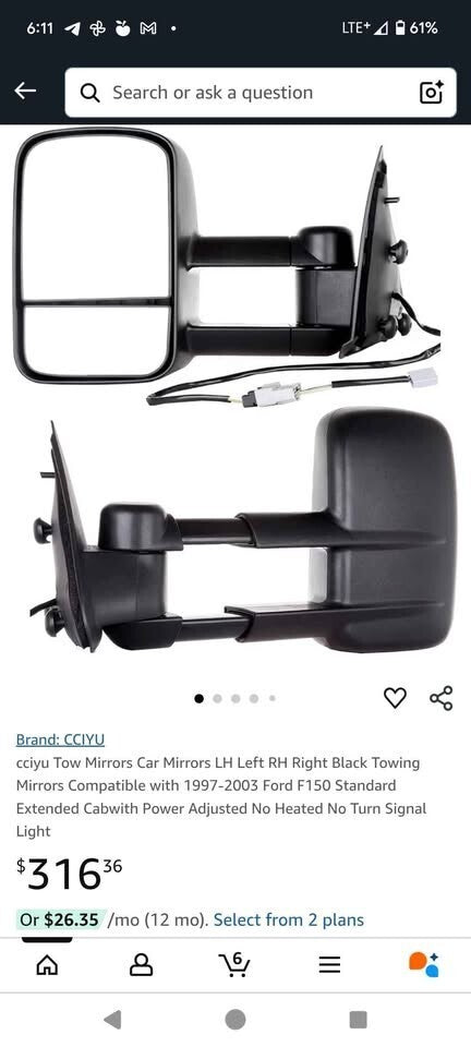 1997-2003 F150 Passenger Side Mirror for Standard Extended Cab with Power Adjust
