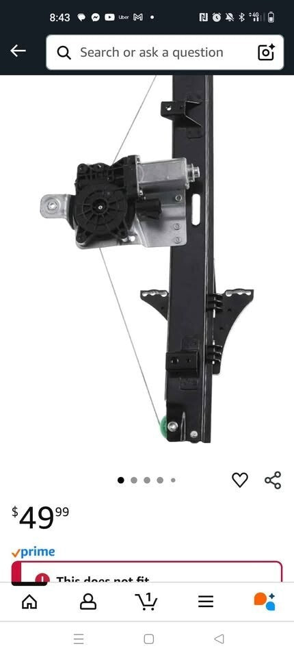 2011-2014 Buick Regal Rear Passenger Window Regulator with Motor