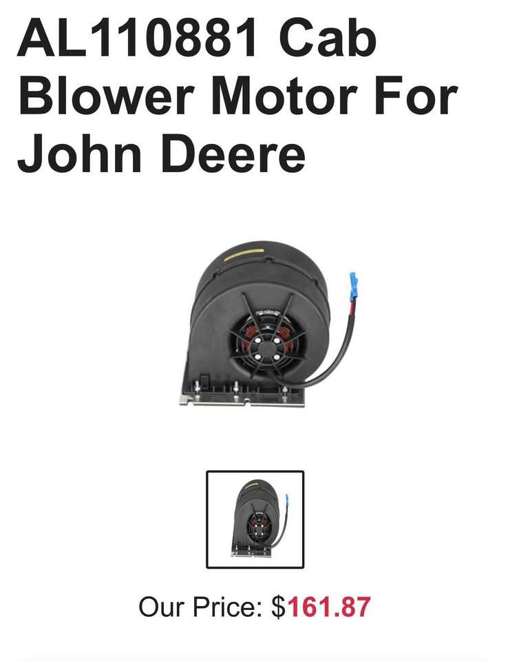 AL110881 Cab Blower Motor For John Deere