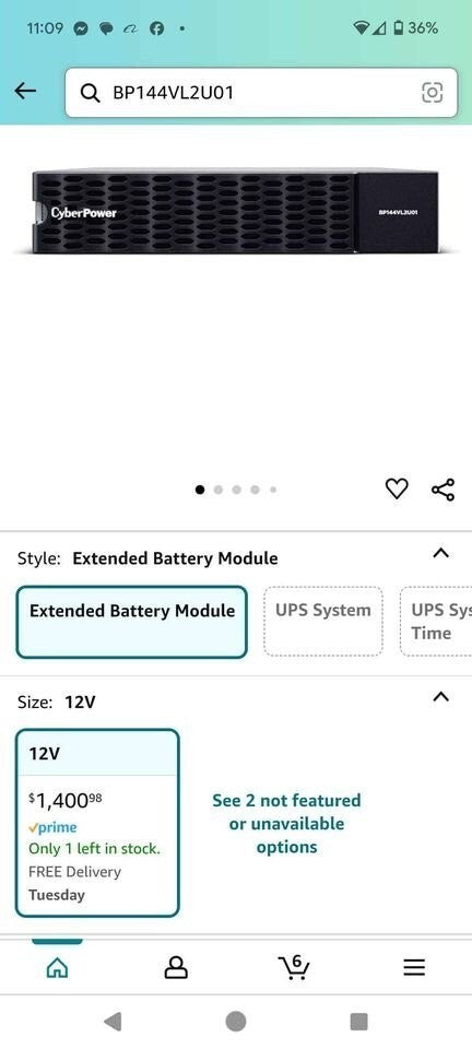 CyberPower BP144VL2U01 Extended Battery Module 12V 9A 2U Rack Tower UL Certified