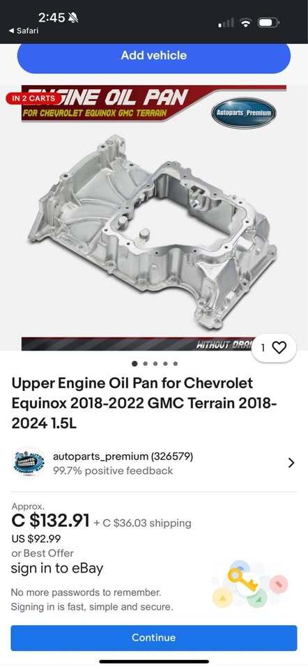 Upper Engine Oil Pan for Chevrolet Equinox