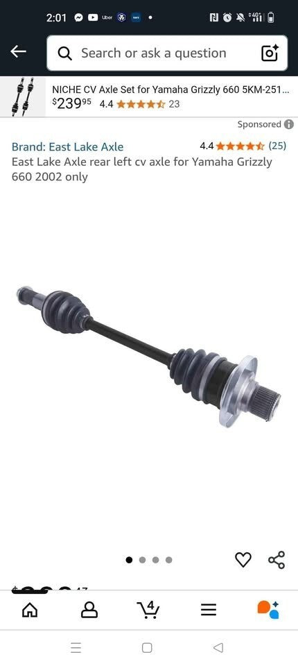 Yamaha Grizzly 660 Rear Left CV Axle 2002 Heavy Duty ATV Drive Shaft Replacement