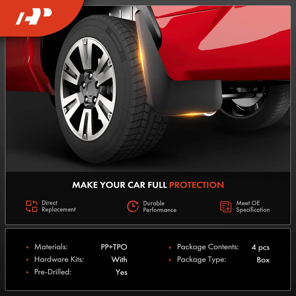 4 Pcs Front & Rear Mud Flaps Splash Guards with Fender Flares for Toyota Tacoma