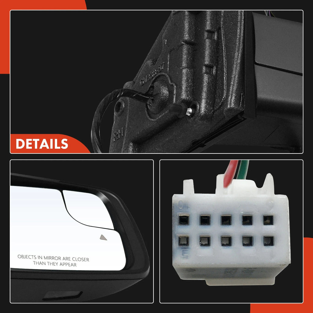 Right Passenger Side Mirror Powered with Heated Textured Black A-Premium