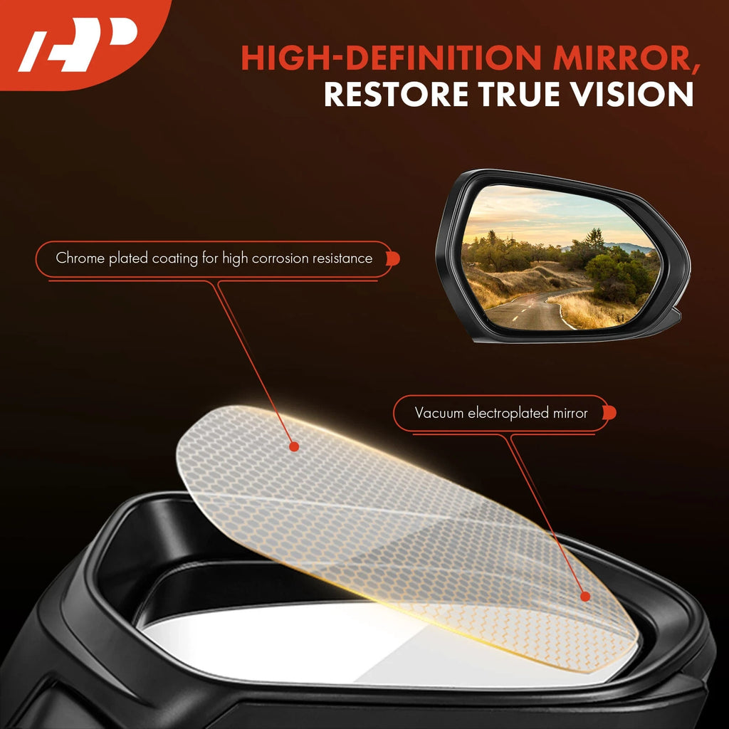 Driver & Passenger Mirror Powered Smooth Black A-Premium APMI1590TW