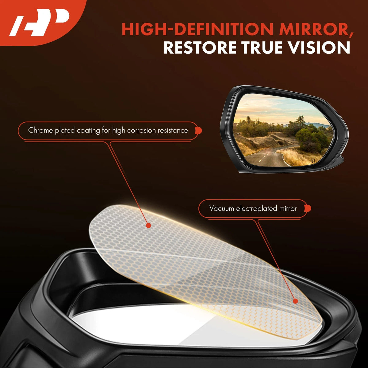 Driver & Passenger Mirror Powered Smooth Black A-Premium APMI1590TW