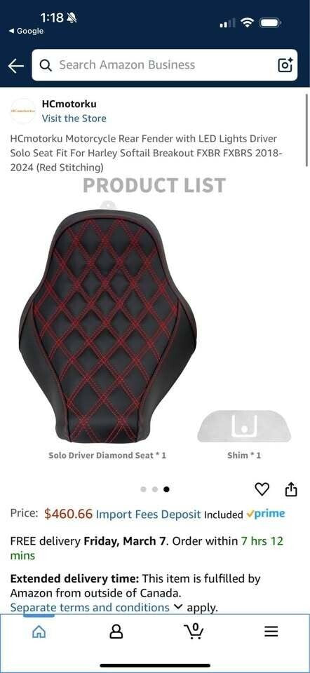 Motorcycle Rear Driver Solo Seat Fit For Harley Softail Breakout FX