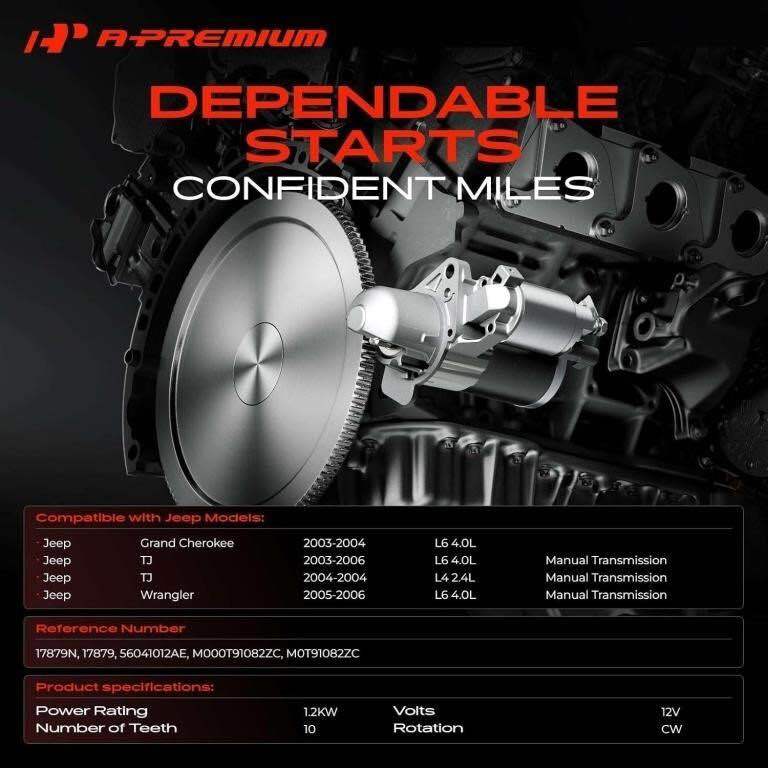 A-PREMIUM STARTER MOTOR 12V 1.2KW 10T JEEP