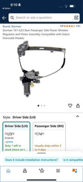 Dorman 741-623 Rear Passenger Side Power Window Regulator and Motor Assembly

Driver side